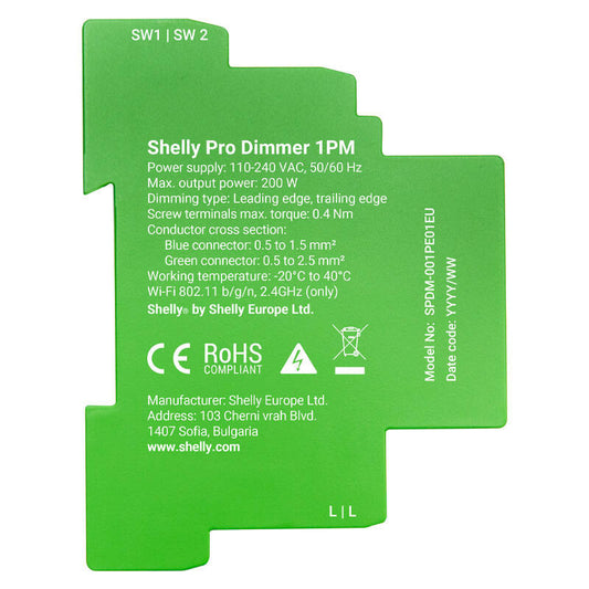 Shelly Pro Dimmer 1 DIN Rail Smart Switch, 1-channel