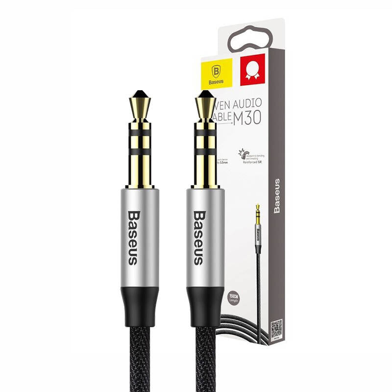Baseus Yiven Audio Cable Cable 3.5 male Audio M30 1.5M Silver+ Black