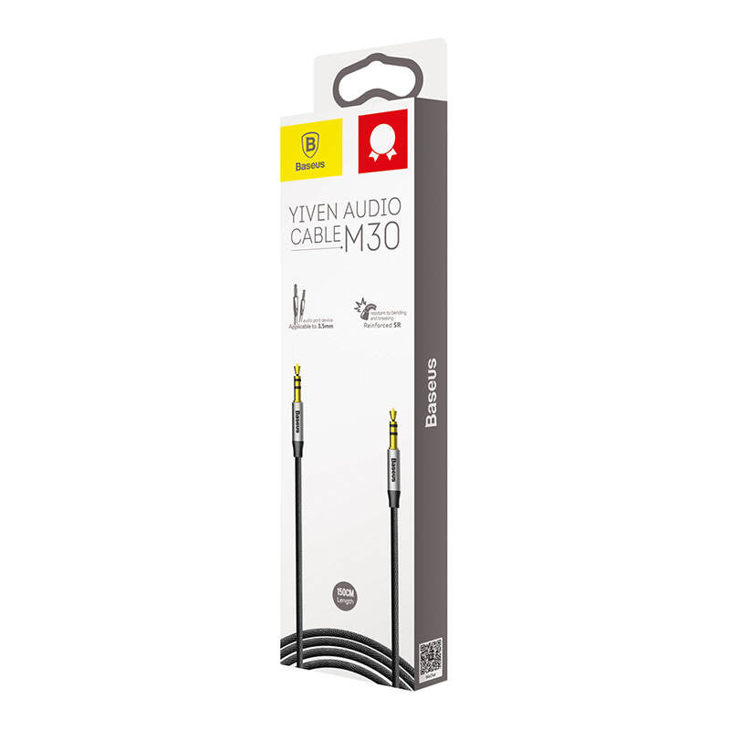 Baseus Yiven Audio Cable Cable 3.5 male Audio M30 1.5M Silver+ Black