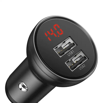 Baseus Car Charger with display 2x USB, 4,8A, 24W (gray)