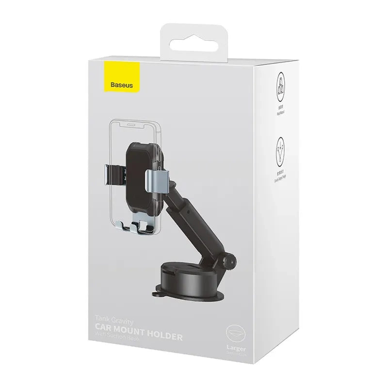 Gravity car mount for Baseus Tank phone with suction cup (black)