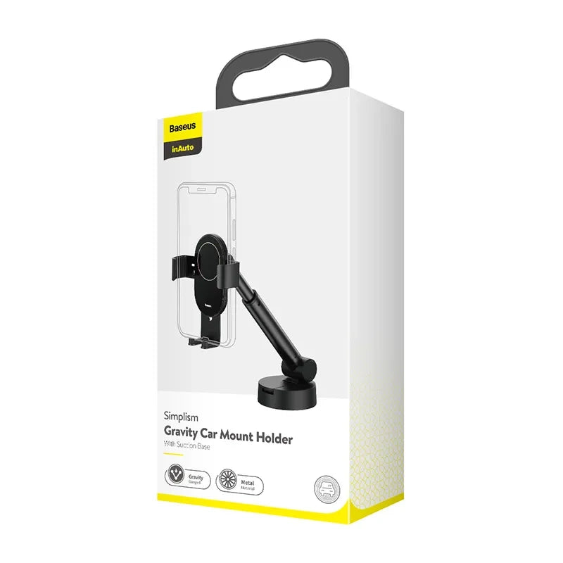 Gravity car mount for Baseus Tank phone with suction cup (black)