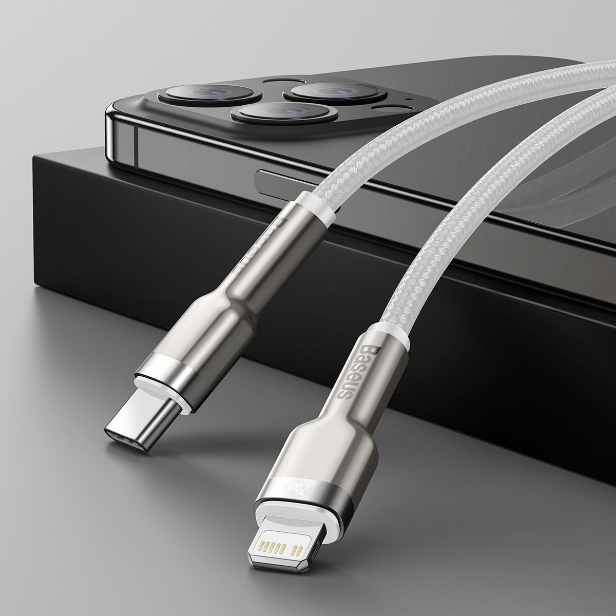 USB-C cable for Lightning Baseus Cafule, PD, 20W, 2m (white)