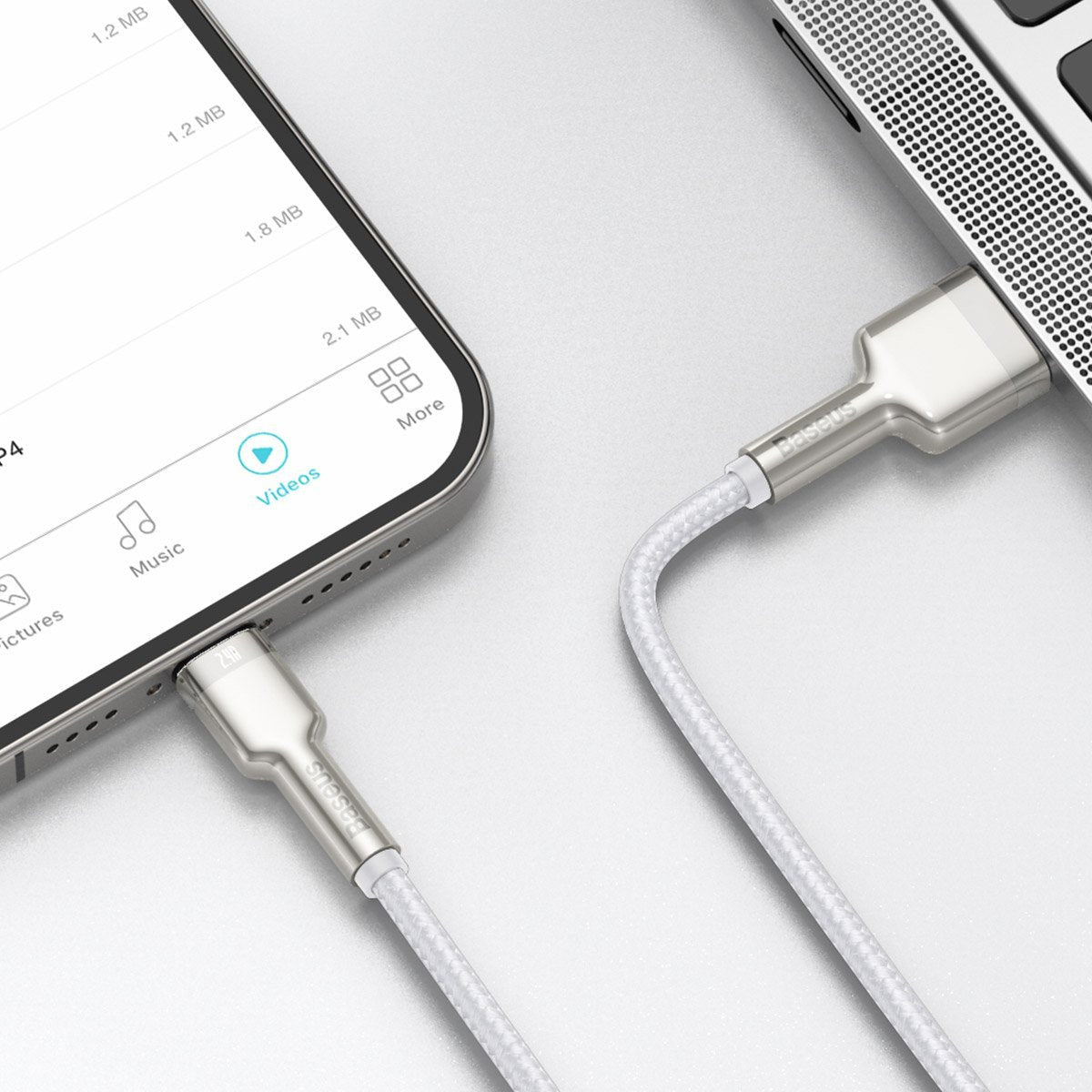 USB cable for Lightning Baseus Cafule, 2.4A, 2m (white)