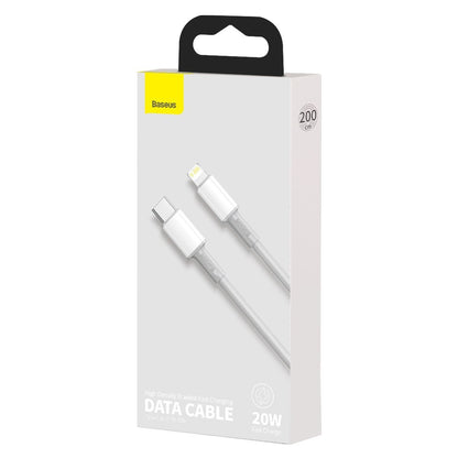 USB-C to Lightning Baseus High Density Braided Cable, 20W, PD, 2m (white)