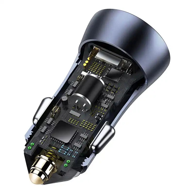 Baseus Golden Contactor Pro Car Charger 2x USB, 40W (gray) +  Cable USB to USB-C 1m (black)