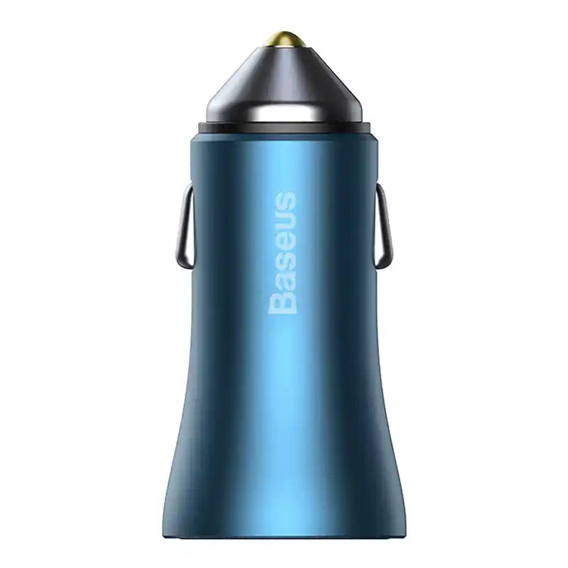 Baseus Golden Contactor Pro car charger, USB + USB-C, QC4.0+, PD, SCP, 40W (blue) + USB-C - Lightning cable 1m (blue)