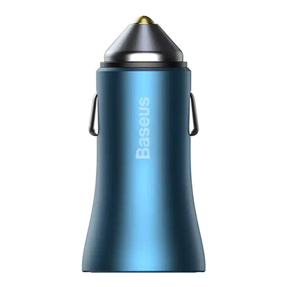 Baseus Golden Contactor Pro car charger, USB + USB-C, QC4.0+, PD, SCP, 40W (blue) + USB-C - Lightning cable 1m (blue)