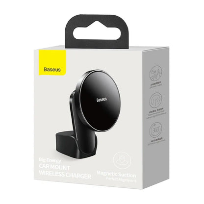 Baseus Big Energy car mount with wireless charger 15W for Iphone 12 / Iphone 13 (Black)