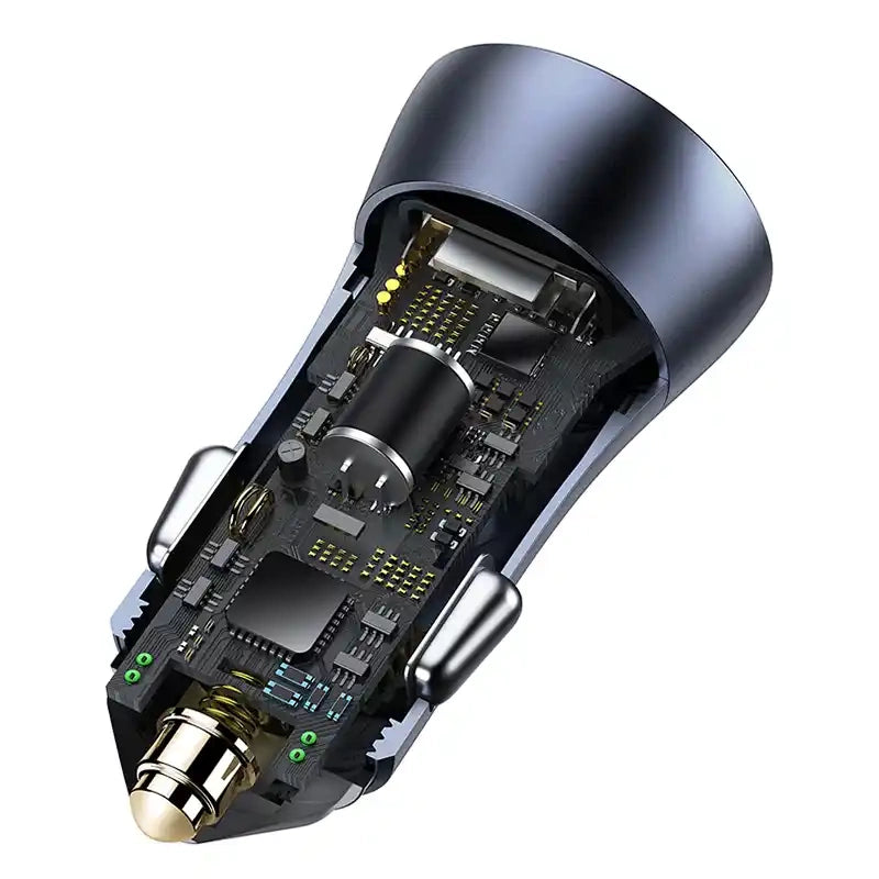 Baseus Golden Contactor Pro Car Charger USB + USB-C, QC4.0+, PD, SCP, 40W (gray) + Cable USB-C do iP 1m (black)