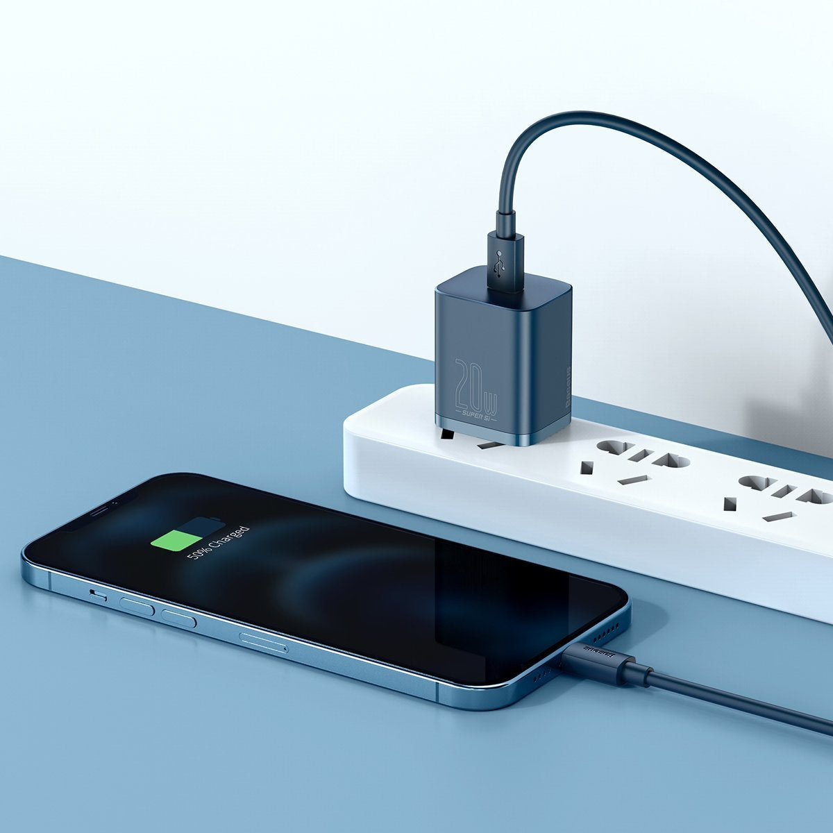Baseus Super Si Quick Charger 1C 20W with USB-C cable for Lightning 1m (blue)