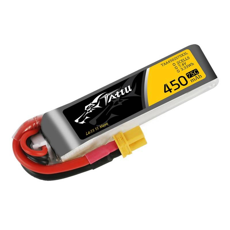 Battery Tattu 450mAh 7.4V 75C 2S1P Long XT30