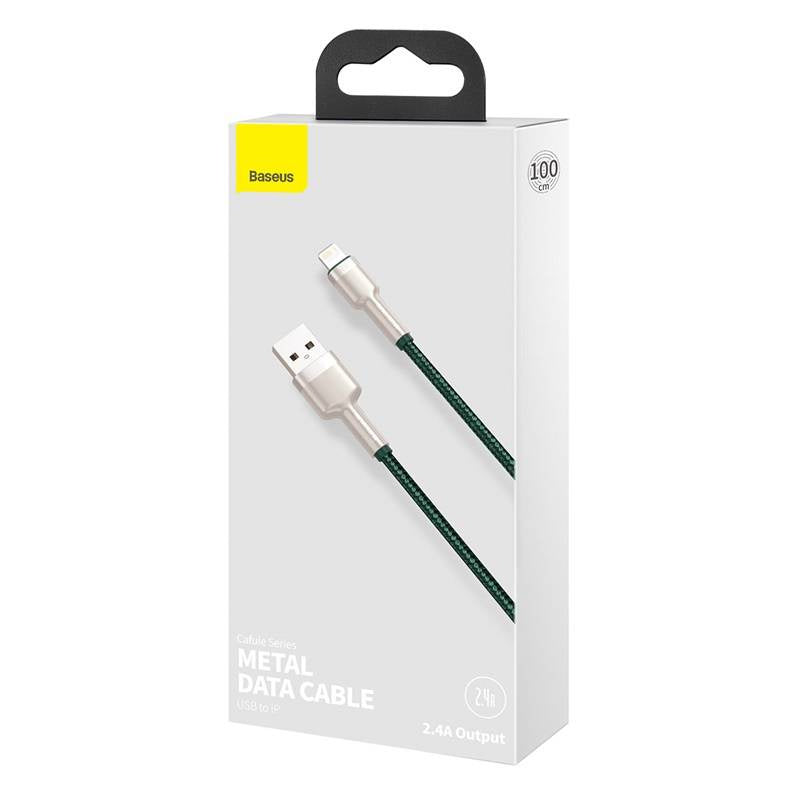 USB cable for Lightning Baseus Cafule, 2.4A, 1m (green)