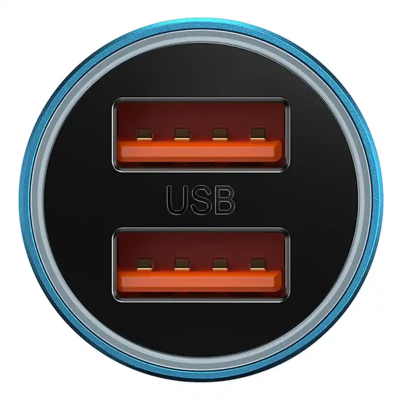 Baseus Golden Contactor Max car charger, 2x USB, 60W (blue)