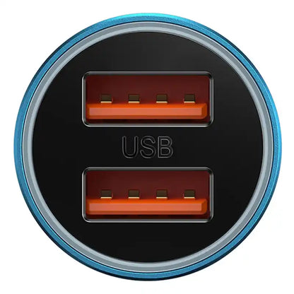 Baseus Golden Contactor Max car charger, 2x USB, 60W (blue)