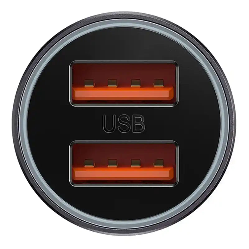 Baseus Golden Contactor Max car charger, 2x USB, 60W (gray)