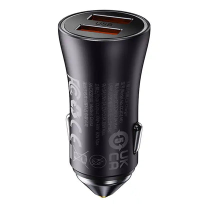 Baseus Golden Contactor Max car charger, 2x USB, 60W (gray)