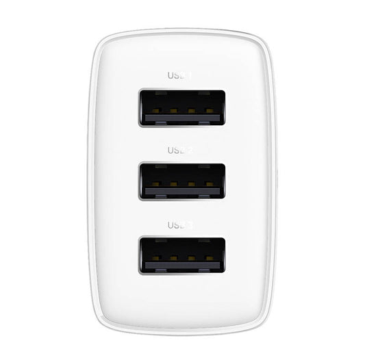 Baseus Compact Quick Charger, 3x USB, 17W (White)