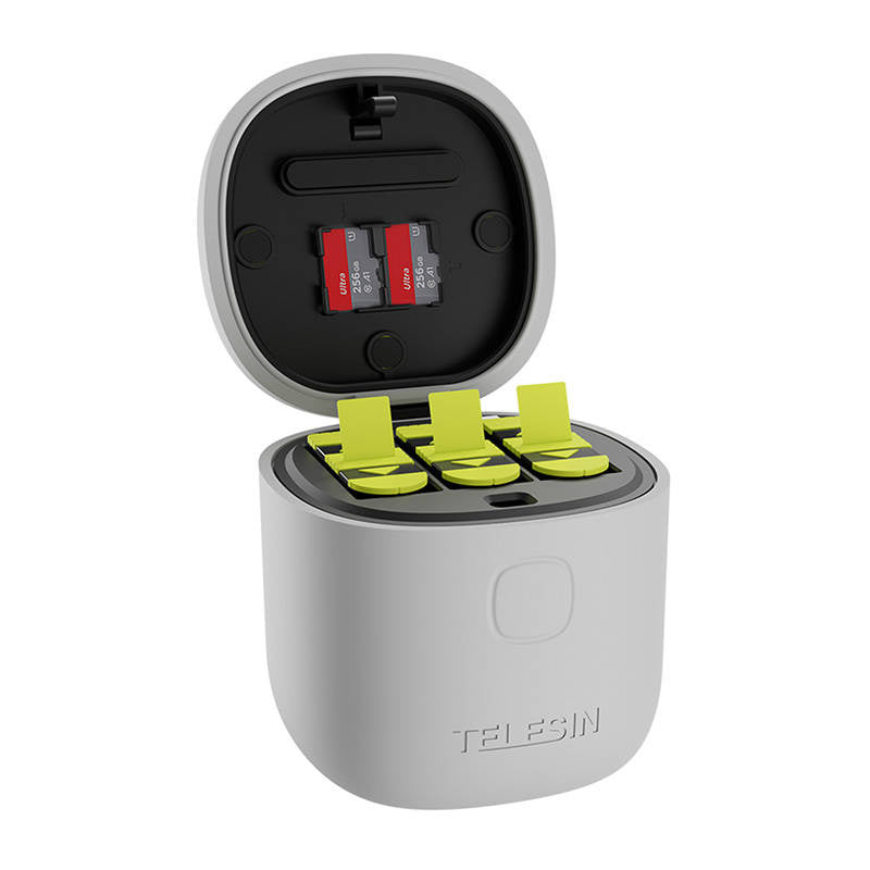 Allin box Telesin waterproof three-channel charger + 2 batteries for GoPro Hero 12 / Hero 11 / Hero 10 / Hero 9 (GP-BTR-905-GY-B)