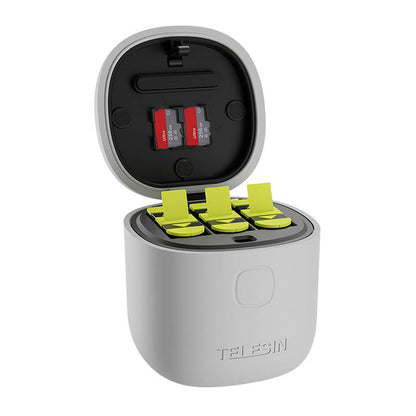 Allin box Telesin waterproof three-channel charger + 2 batteries for GoPro Hero 12 / Hero 11 / Hero 10 / Hero 9 (GP-BTR-905-GY-B)