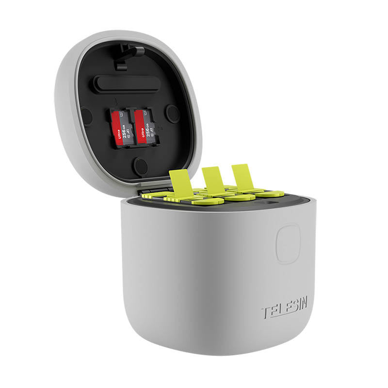 3-slot waterproof charger Telesin Allin box for GoPro Hero 9 / Hero 10 / Hero 11 / Hero 12 + 3 batteries (GP-BTR-906-GY-B)