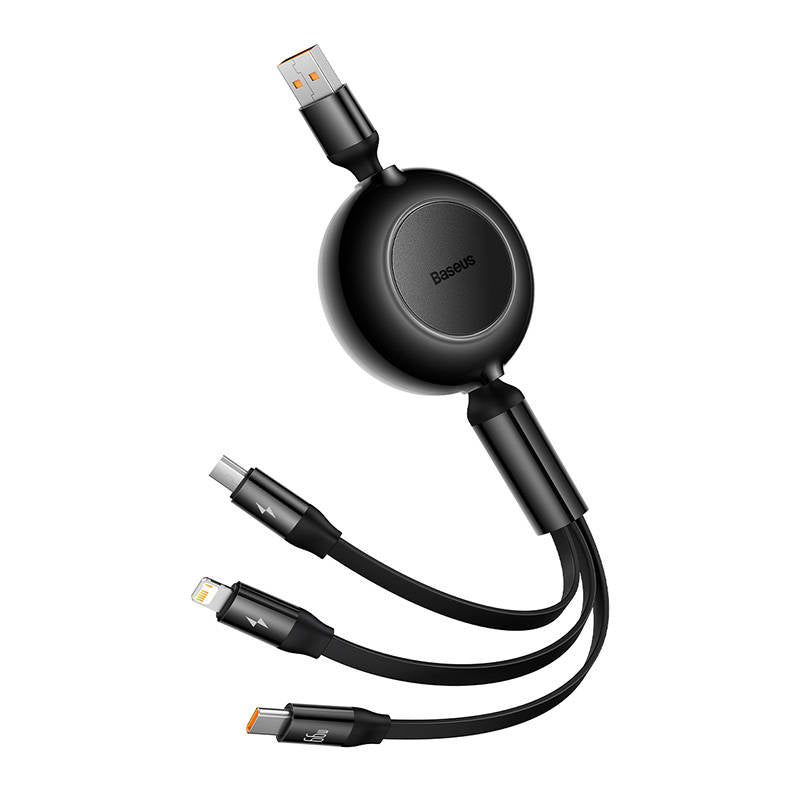 Baseus Bright Mirror 3, USB 3-in-1 cable for micro USB / USB-C / Lightning 66W / 2A 1.1m (Black)