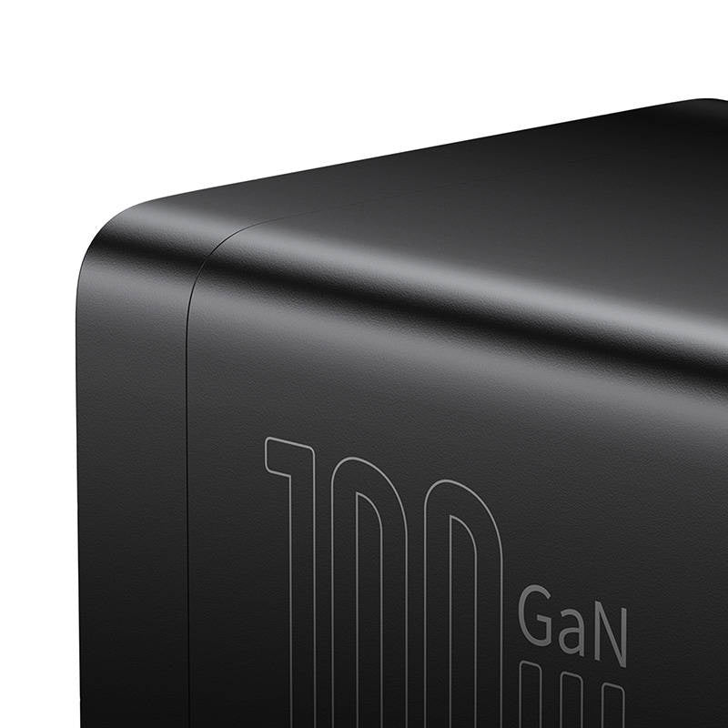 Baseus GaN3 Pro wall charger / powerstrip 2xUSB + 2xUSB-C + AC, 100W (black)