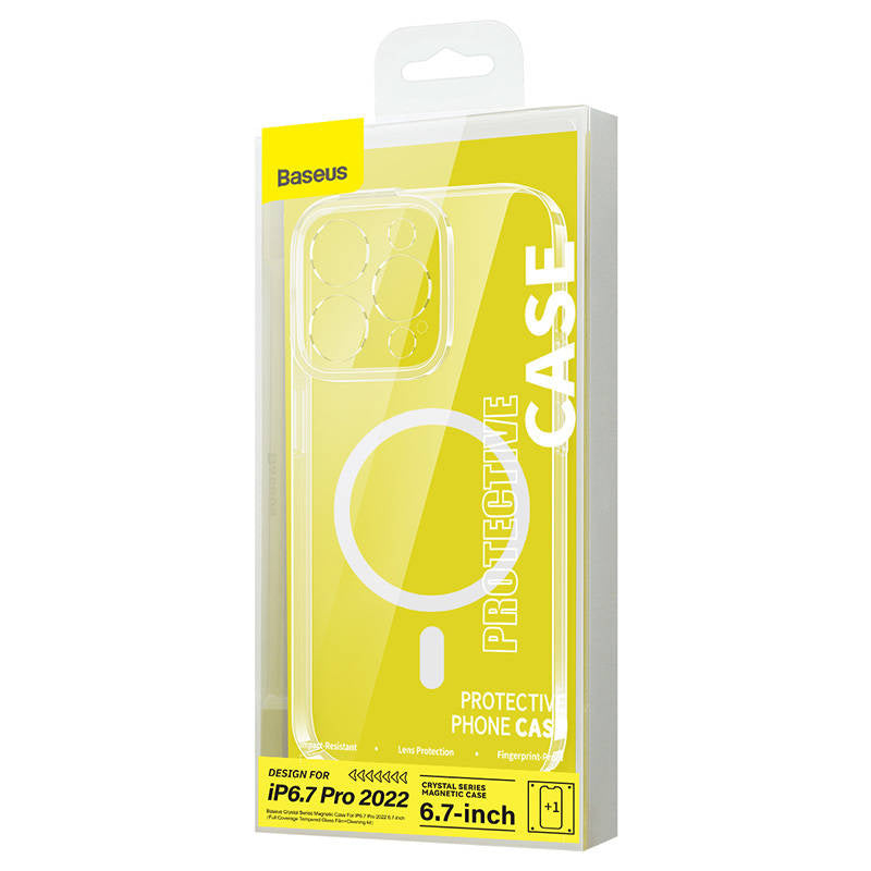 Baseus Crystal Transparent Magnetic Case and Tempered Glass set for iPhone 14 Pro Max