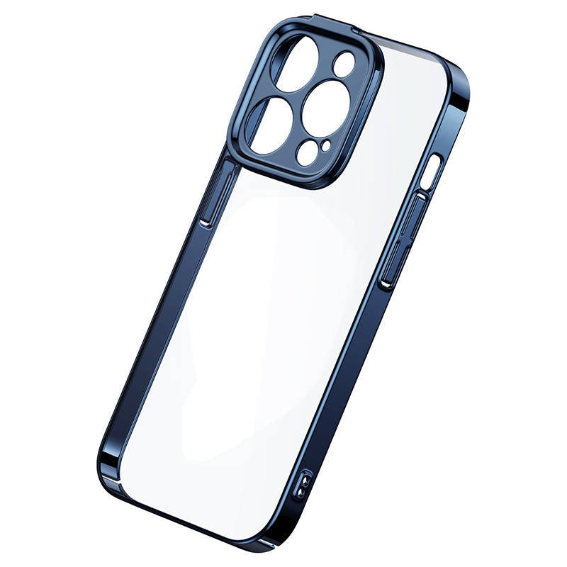 Baseus Glitter Transparent Case and Tempered Glass set for iPhone 14 Pro Max (blue)