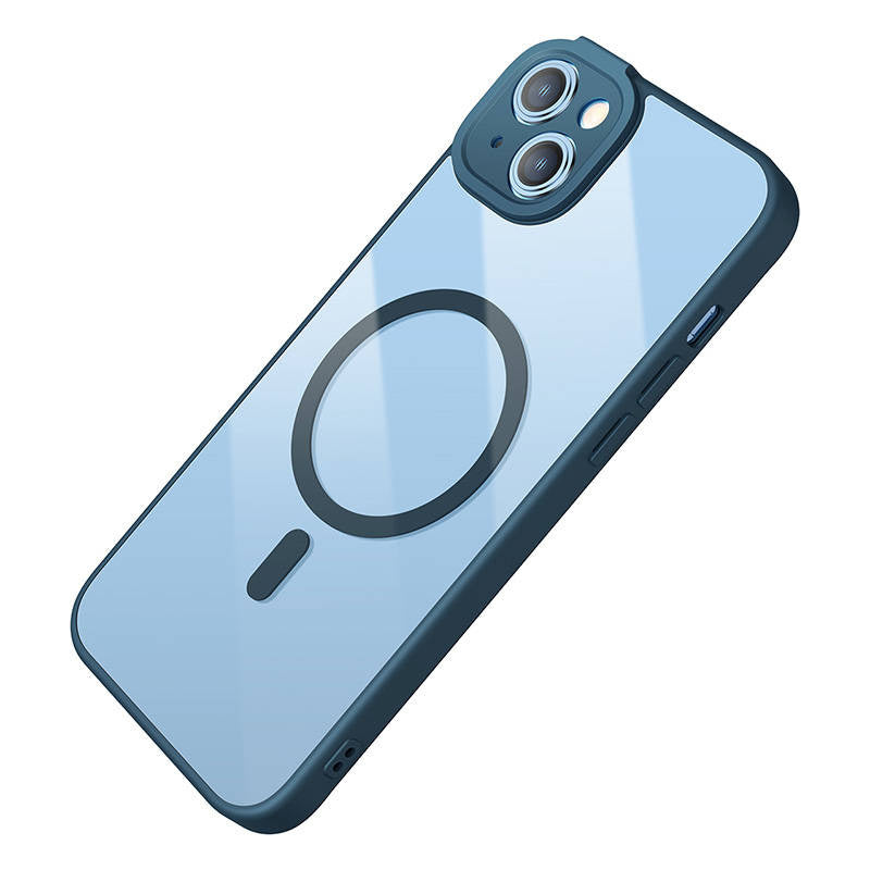 Baseus Frame Transparent Magnetic Case and Tempered Glass set for iPhone 14 Plus (blue)