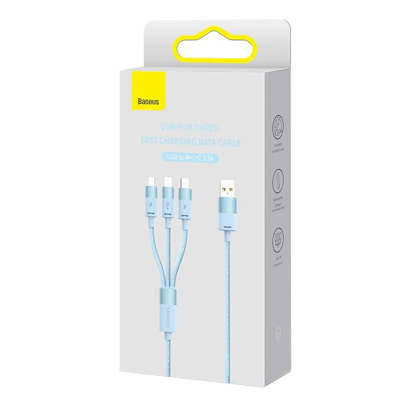 3in1 USB cable Baseus StarSpeed Series, USB-C + Micro + Lightning 3,5A, 1.2m (Blue)
