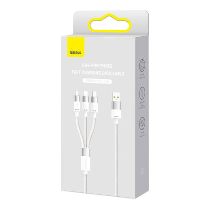 3in1 USB cable Baseus StarSpeed Series, USB-C + Micro + Lightning 3,5A, 1.2m (White)