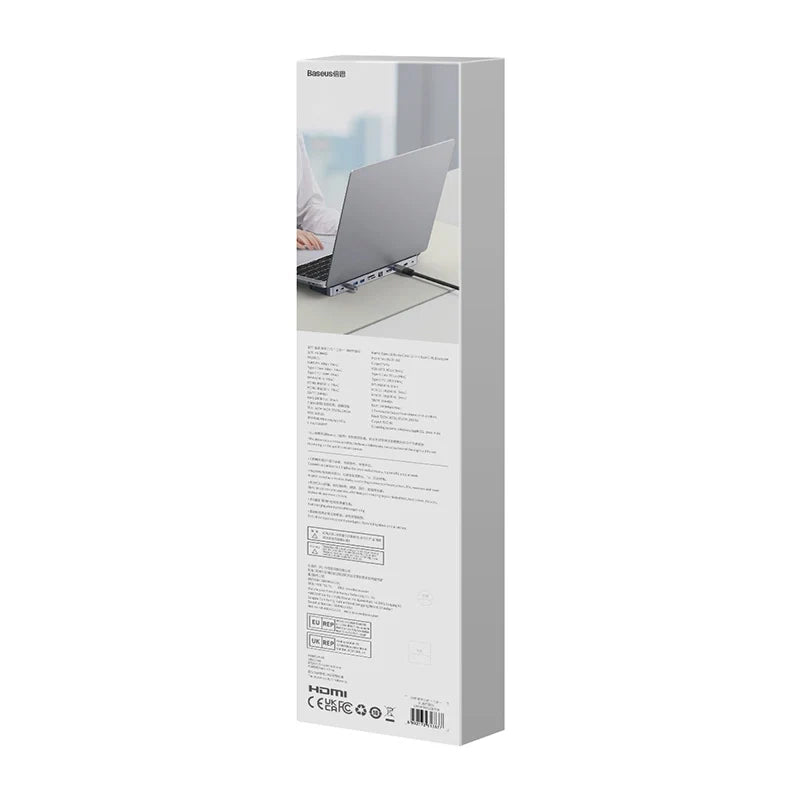 Hub 12w1 Baseus EliteJoy Gen2 series USB-C do 2xHDMI+ 3xUSB 3.0+ PD+ DP+ SD/TF+ RJ45+Type-C+ 3.5mm (dark grey)