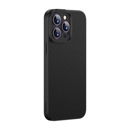 Magnetic Case Baseus Synthetic Fiber Series for iPhone 14 Pro (black)+ tempered glass + cleaning kit