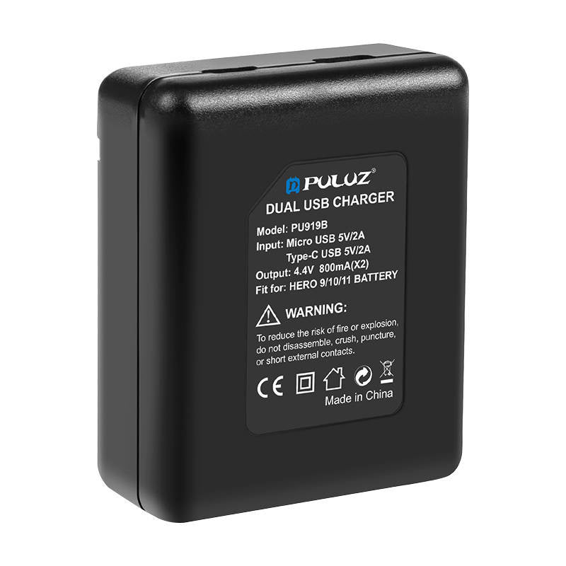 2-slot charger Puluz PU919B for GoPro Hero 9/10/11/12
