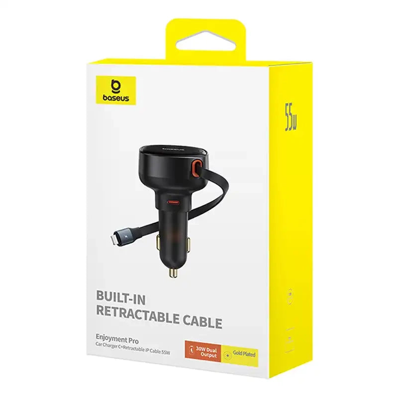 Car Charger Baseus Enjoyment Pro with lightning cable + USB-C , 55W (black)