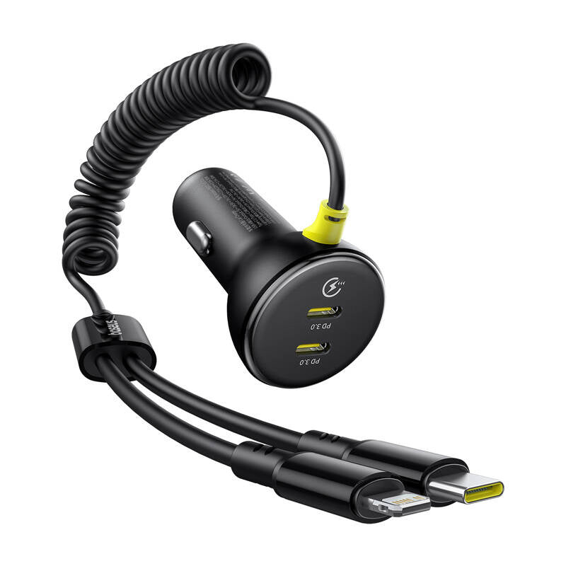 60W Baseus USB-C car charger + Lightning cable (Black)