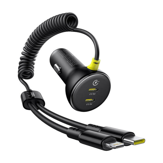 60W Baseus USB-C car charger + Lightning cable (Black)