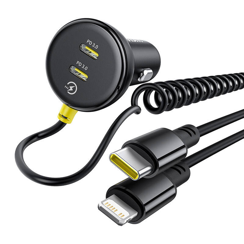 60W Baseus USB-C car charger + Lightning cable (Black)