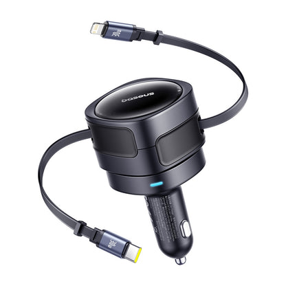 Baseus Enjoyment Max car charger with USB-C+Lightning cables 60W Black