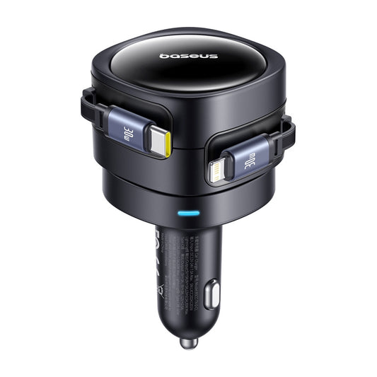 Baseus Enjoyment Max car charger with USB-C+Lightning cables 60W Black