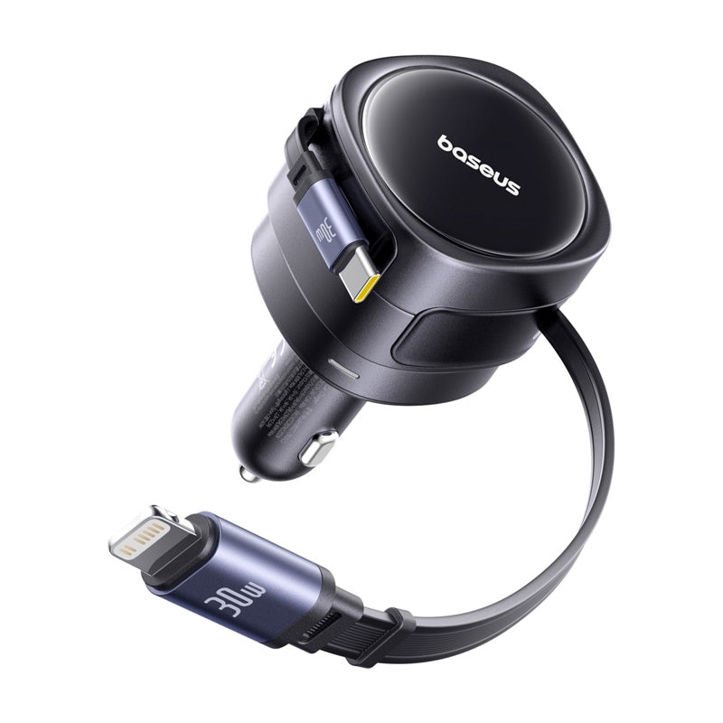 Baseus Enjoyment Max car charger with USB-C+Lightning cables 60W Black