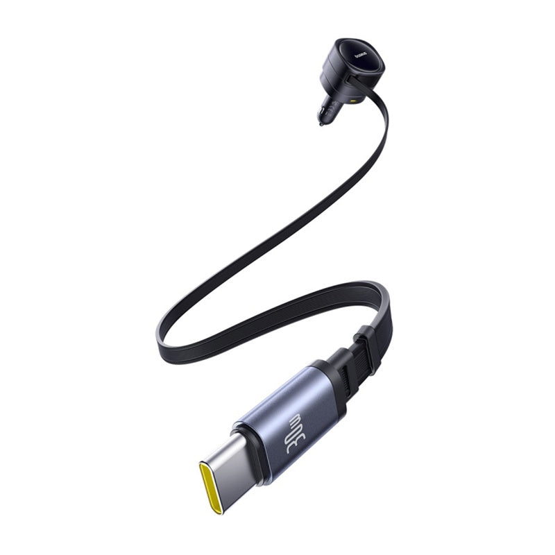 Baseus Enjoyment Max car charger with USB-C+USB-C cables and USB-A+USB-C ports 90W Black