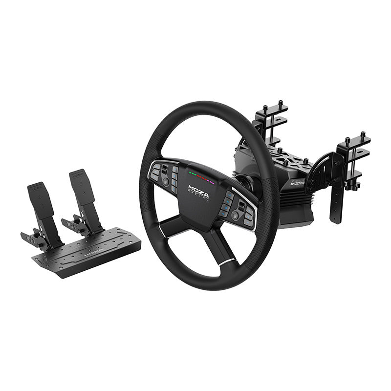 Gaming set - R5 base + TSW truck steering wheel + SRP-Lite pedals + Moza Racing RS071 clamps (PC)